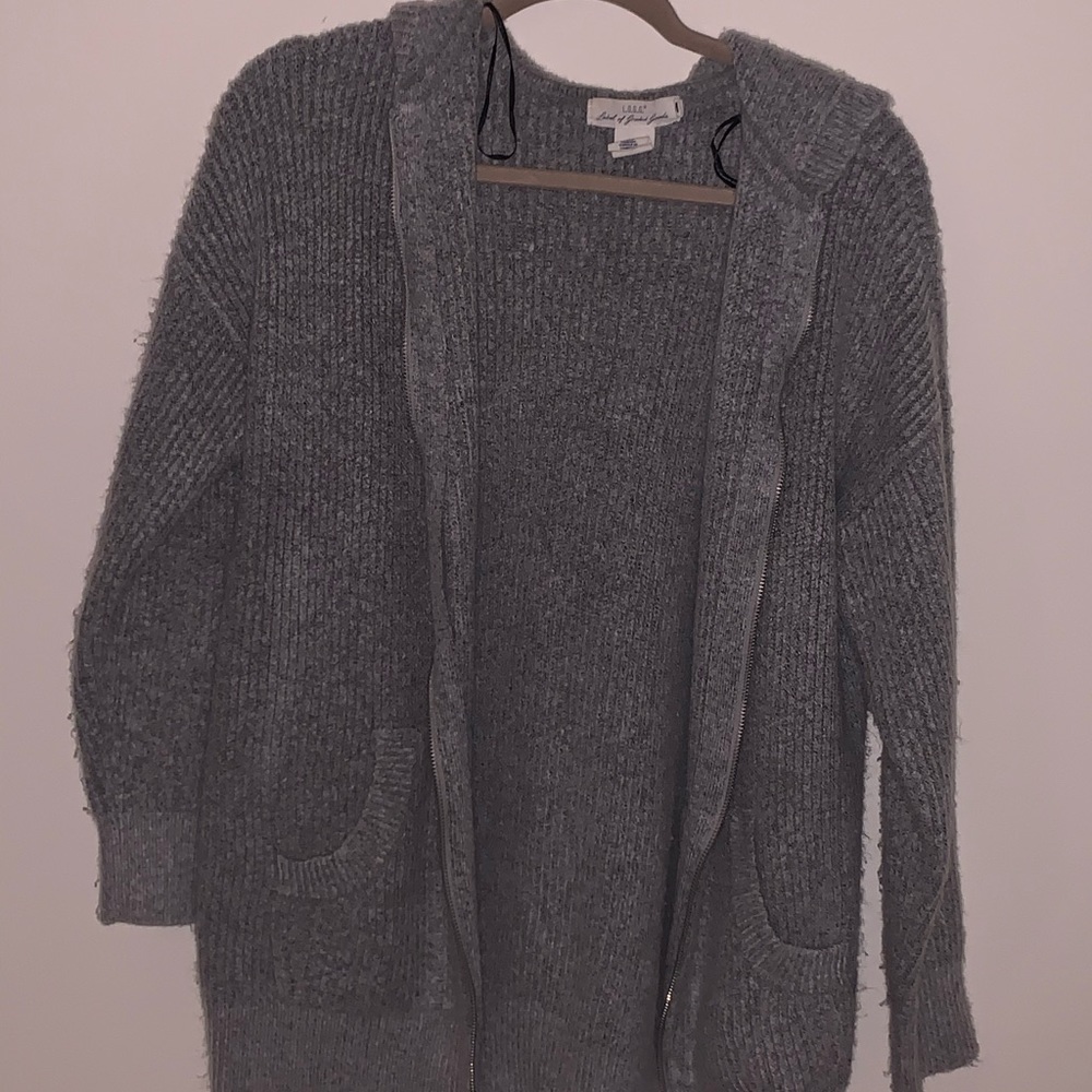 Grey zip-up hoodie